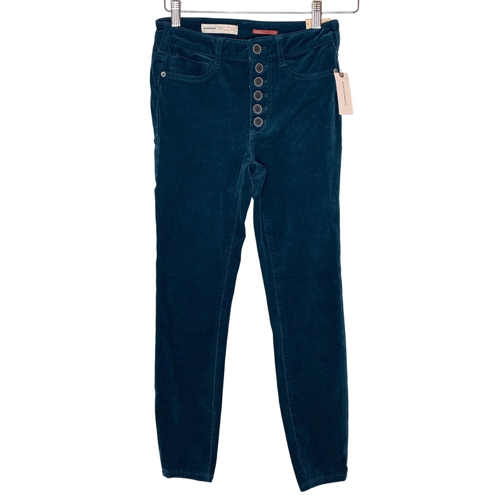 Anthropologie Pilcro Corduroy Pants High-Rise Skinny Navy Blue NWT Size 26